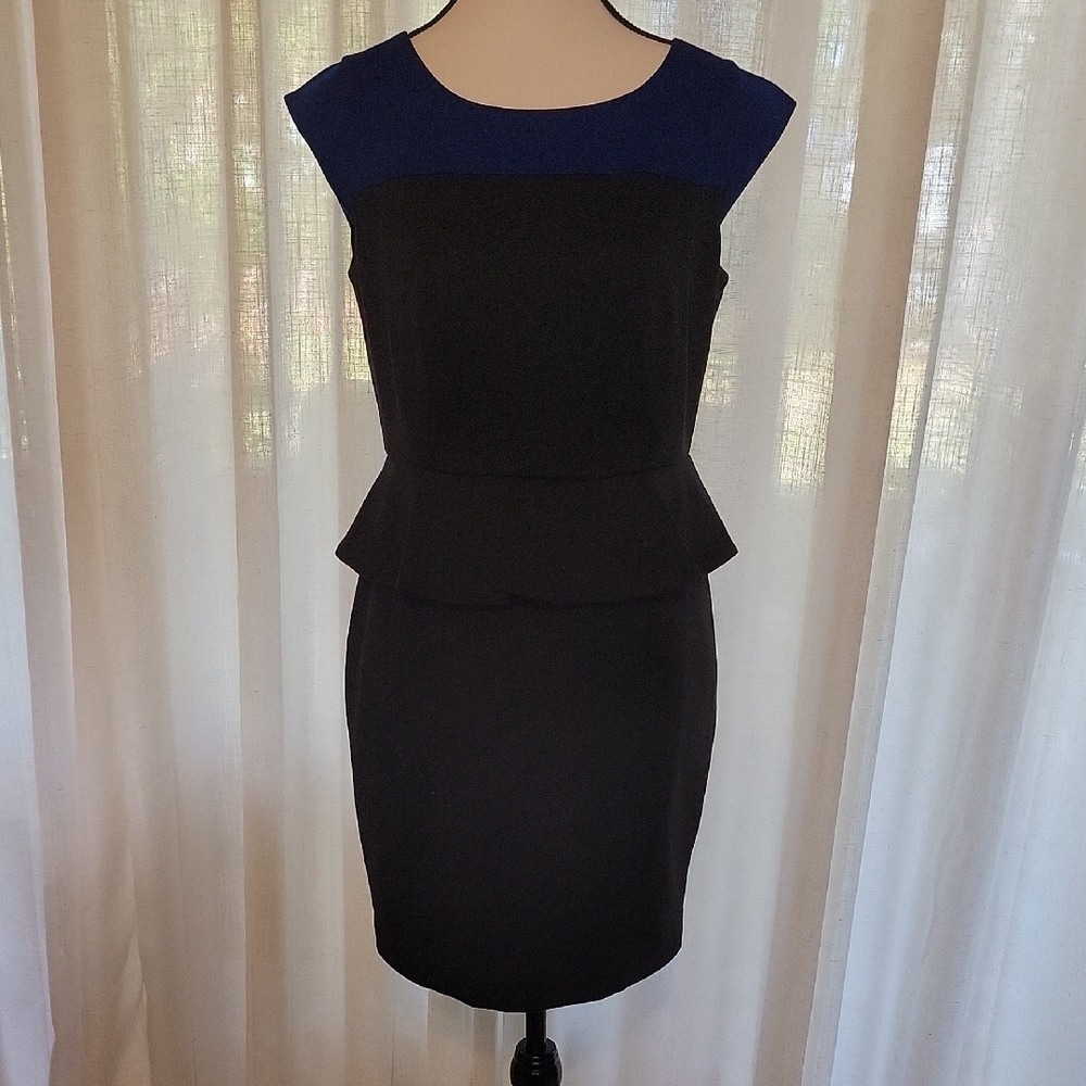 Evan Picone Black and Blue Mini Dress